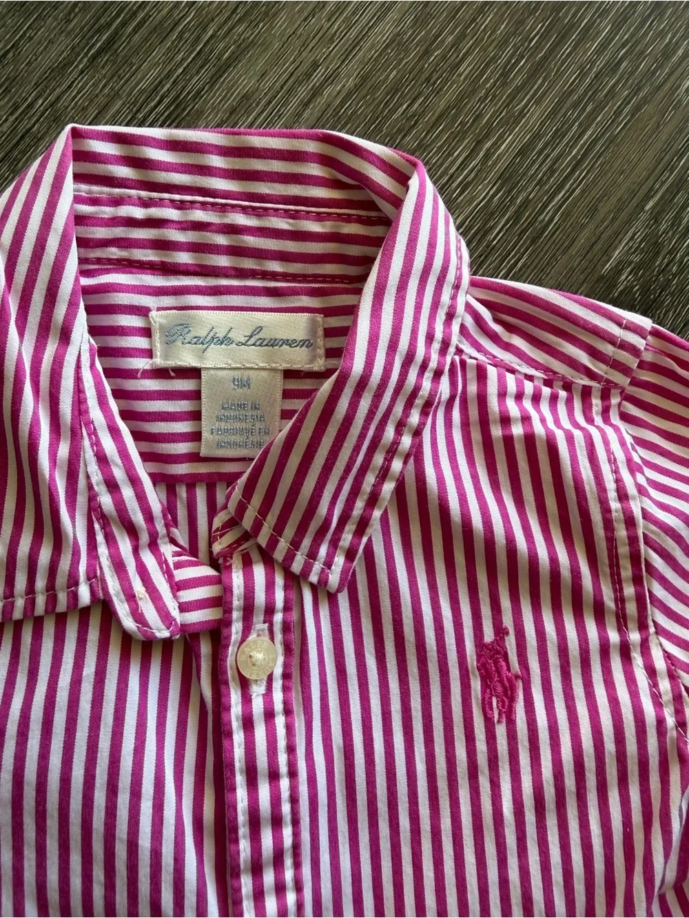 Ralph Lauren Pink and White Striped Cotton Shirt Dress